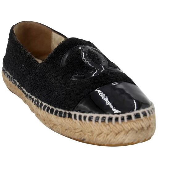 Chanel Espadrille 37 Glitter Canvas Cap Toe Cc Flats CC-0602N-0004 - Picture 7 of 10